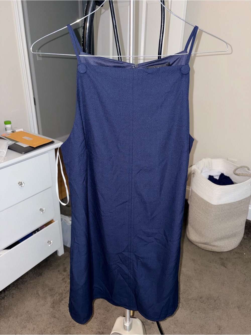 Lulu's Navy Blue Mini Dress with Spaghetti Straps